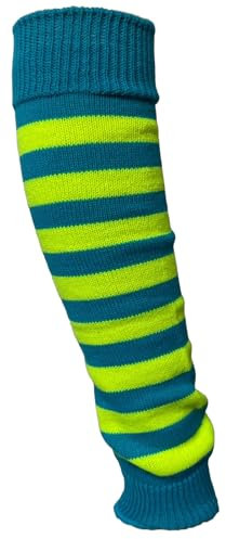 ANZEE Leg Warmers for Adult Ladies & Girls Stay Warm and Stylish Women Knitted Ankle Striped Leg Warmers Party Dance, Sports, Yoga Accessories (Yellow Turquoise, One Size (Fit All))