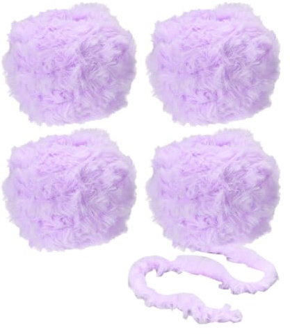 PATIKIL 35yds Faux Fur Yarn, 4 Skeins Fuzzy Yarn Crochet Fluffy Yarn Soft Chunky Polyester Plush Fur Eyelash for Crocheting Knit Blanket Rug Sweater Scarf Hat Bear Craft, Lilac Purple