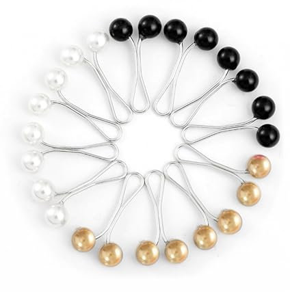 12 Pièces Épingles de Hijab, Tricolore Hijab Clip Pinces à Écharpe, Épingles à Cheveux Hijab pour Femme avec Perles, Pin pour Turban Broche à Clip avec Perle Accessoires de Bijoux pour Femme