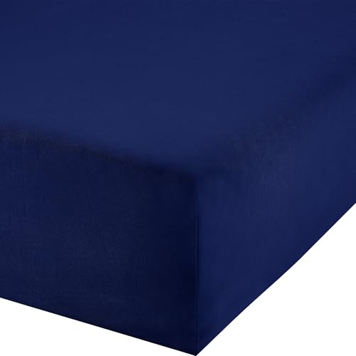 Erwin Müller Boxspring-Spannbettlaken Murnau Single-Jersey - dunkelblau Größe 90x190 cm - 100x200 cm - bis 35 cm Höhe geeignet, atmungsaktiv, strapazierstark