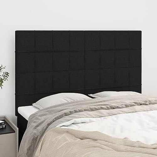 THOYTOUI Kopfteile, Polster kopfteil Bett Kopfteil Bed headboard Verdickter bettkopfteil Geeignet für Mehrbettzimmer Wohnung Hotel Gästezimmer 4 STK. Schwarz 72x5x78/88 cm Stoff