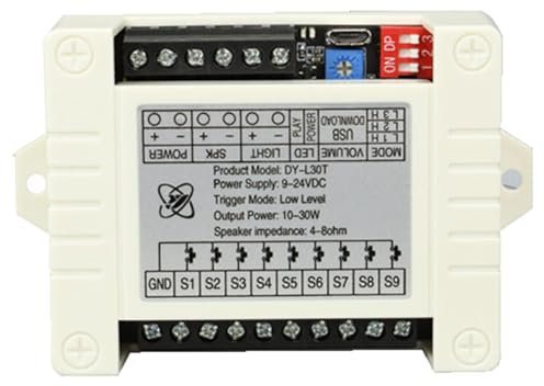 lehua 30W MP3 Voice Playback Module DY-L30T 9 Trigger Music Player Power Amplifier Board TF Card 32G Max WAV DC 12V 24V MP3 Easy Install B