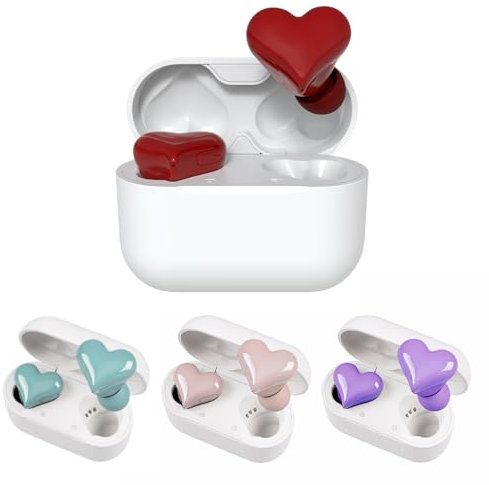 GAGAAL Heart Kabellose Ohrhörer, Bluetooth 5.3 Kopfhörer mit 4 ENC Geräuschunterdrückungs-Mikrofon, 50H Stereo-Dual-Ohrstöpsel, Sport-Kopfhörer, Ohrbügel, IP7 wasserdicht, zum Laufen, USB C (rot)