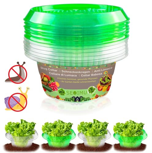 24 Stück Schneckenkragen, Schneckenschutz, Schneckenzaun, Stabil Schneckenkragen Effektiver Schneckenabwehr Schneckenschutzring Schützen Sie Ihre Kopfsalat- und Kohlpflanzen, Transparent & Grün