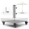 Doppler Set Universalplatte mit Rollen und Schirmrohr | Vario Fahrgestell 42cm x 42cm für Schirmfüße incl. Standrohr Edelstahl