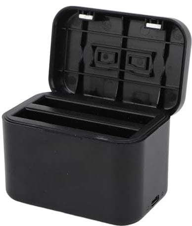 Action Camera Battery Charger Station Dual Battery Charging Hub for X4 with USB Type C Cable Micro Storage Card Slot Black