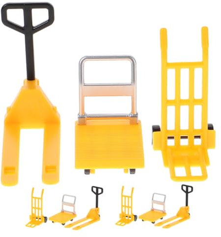 HANABASS 3 Set di macchinina in miniatura Carrello elevatore in miniatura Piccolo giocattolo di carrello con mini piattaforma giocattolo del segnale stradale di costruzione