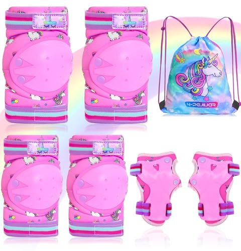 Unicorno Protezioni Set per Bambini Ginocchiere Bambini Protezioni Pattini Bambina 6 in 1 Protettivi Kit per Skateboard Scooter Monopattino Bicicletta Pattini in Linea
