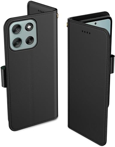 Aiziki For Motorola Moto G56 Phone Case, Leather Flip Case with 3 Card Slots & Kickstand, Anti-Drop, Magnetic Closure, Compatible with Moto G56 Case- Black