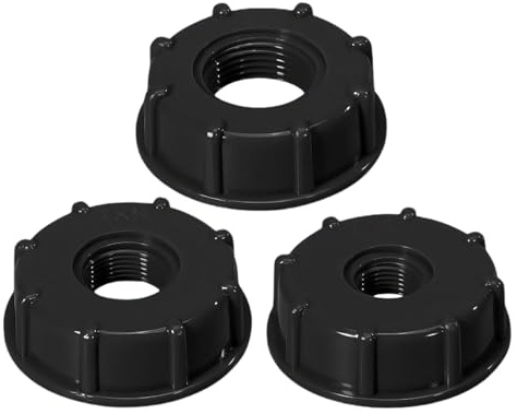 YUZHEDM 3 Pieces IBC Raccord Cuve 1000 Litres, Adaptateur Cuve 1000l, Adaptateur Robinet Tuyau Arrosage Plastique Noir Raccord Fileté pour Tuyaux d'arrosage Réservoirs IBC Citernes (1/2, 3/4, 1)
