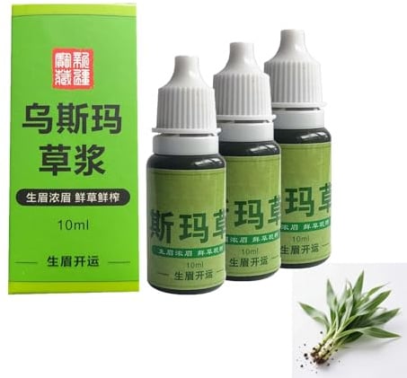 Usma Grasextrakt aus Xinjiang, Grass Juice Augenbrauen-Wachstumsserum, Usma Grass Care Cilia Growth Nourishing Liquid für dichte Augenbrauen, lange Wimpern, Bartwuchs & volle Haarlinie (3 Stück)