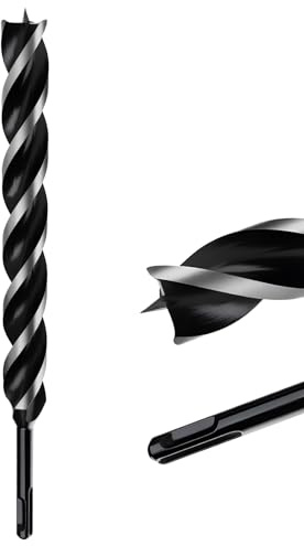 Extra Long 24mm x 300mm Auger Drill Bit SDS Plus, SDS Wood Auger Drill Bits | 24mm Dia. Timber Drill Bit 300 mm Long for Woodworking