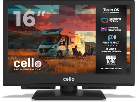 Cello CTRAV-16TZ 16 Zoll Smart-TV, 12 V/230 V, Tizen OS von Samsung, Bluetooth, Triple-Tuner, Pitch Perfect Sound, für Campervans, LKW und Boote