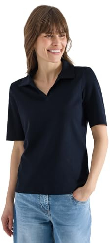 Cecil Kurzarm Poloshirt in Unifarbe universal Blue L