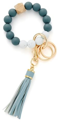 CHUQING Schlüsselanhänger Armband Schlüsselarmband Autoschlüsselanhänger | Schlüsselanhänger Armband mit Silikonperlen, Schlüsselband Kurz Perlen Schlüsselbund für Autoschlüssel, Damen und Alltag