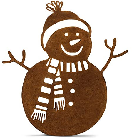 Rostikal | Weihnachtsdeko Schneemann Anhänger Rost Winterdeko zum Hängen | 10 cm hoch
