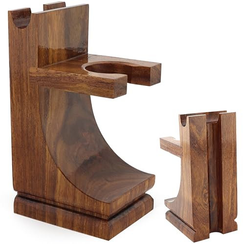 Haryali London Rasierständer – Nachhaltiger Rasierständer – 2 in 1 Pinsel-Rasierständer – Holz-Rasierständer – Umweltfreundlicher Ständer – Rasierpinselständer – Rasierer-Halter – Zero Waste