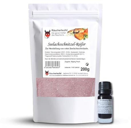 FVLFIL Räucherteufel Seelachsschnitzel-Gewürz/Reifer 200g inkl. Hickory Rauch, flüssig 12ml (Konzentrat)