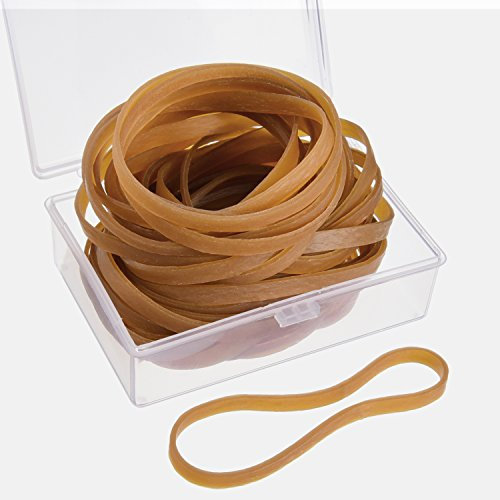 60 Stück Gummibänder 100 mm x 5 mm mit Aufbewahrungsbox für Büro Haus Schule Lieferungen, Dunkelgelb