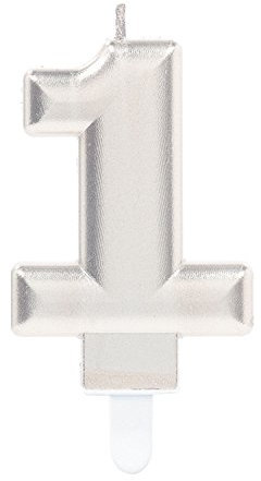 (PKT) Adult Metallic Silver Candle Number 1