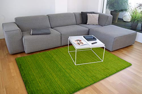 Gabbeh Teppich Karma grün 80x150 cm - handgefertigt aus 100% Schurwolle
