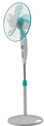 Cecotec Ventilador de Pie EnergySilence 520 Power White, 50 W, 5 Aspas 16 (40 cm) de Diámetro, Oscilante, 4 Velocidades, Ajustable(110-135 cm), Motor de Cobre, Temporizador de 2h