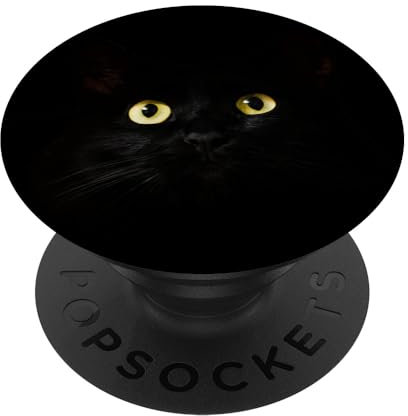 PopSockets Schwarze Katze Gelbe Augen Katzenbesitzer Katzenliebhaber PopSockets mit austauschbarem PopGrip