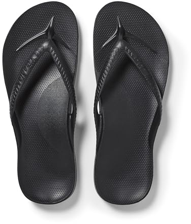 Archies Arch Support Flip Flops for Men & Women – Orthotic Sandals for Plantar Fasciitis Relief – Lightweight, Cushioning, Shock-Absorbing Sandals for Walking, Foot Pain & All-Day Comfort - Black (US Men's 7 / US Women's 8)