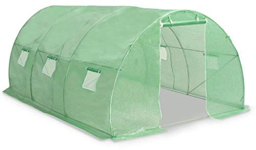 vidaXL Serra con fondazione in acciaio resistente con finestra di ventilazione per giardino, cortile, casa, casa, calda, 145,3 piedi quadrati 14,8 '