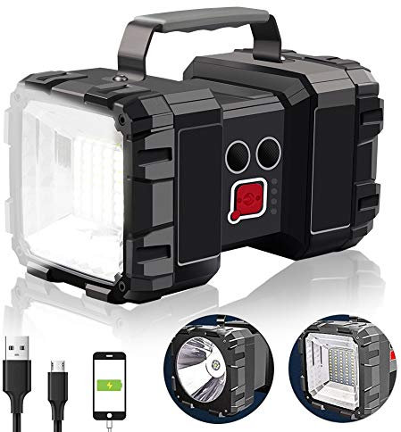 AlpsWolf Linterna recargable, linterna LED de 15000 lúmenes, capacidad de 4000 lúmenes, 20 horas, ultra larga, ultra brillante, impermeable, con salida USB como banco de energía para accesorios de