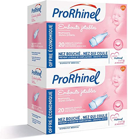 ProRhinel - Beccucci usa e getta morbidi per aspiratore nasale, 2 confezioni, 20 pezzi