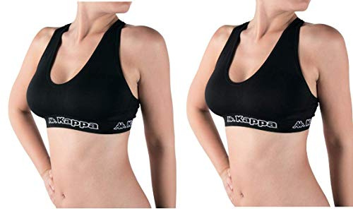 Kappa Set da 1 a 5 Pezzi: Reggiseno Top Donna Sportivo Incrociato sul Retro. Tessuto Elastico. Morbido e Traspirante. Senza Ferretto e Cuciture. Colore Nero