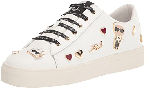 KARL LAGERFELD Cate Pins Lace Up Platform Sneaker, Scarpe da Ginnastica Donna, Bianco Brillante, 38 EU
