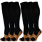 6 Paar Kompressionsstrümpfe Kniestrümpfe Stützstrümpfe Laufsocken für Damen & Herren, Sport, Laufen, Flug, Reisen, Schwangerschaft, Medizinische Kompressionssocken (L, Schwarz&Braun)