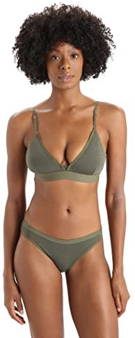 Icebreaker Merinowolle Damen Unterwäsche | Zero Feel BH | Sport BH Fitness | Bügelloser BH | Comfort BH | Invisible Bra - Loden, XL