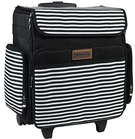 Everything Mary Rollende Basteltasche, schwarz-weiß gestreift, Organizer-Tasche für Iris-Boxen, Vorräte und Zubehör – für Lehrer und Medizin