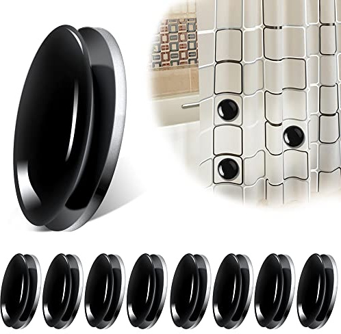 9 paia di tende magnetiche rotonde, pesi, tende per finestre, tende da doccia, finestre, tovaglie, impermeabili, colore nero