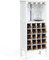 COSTWAY Cantinetta Portabottiglie in Legno, Scaffale per Vino con Portabicchiere/Calici, Portavino per 20 Bottiglie e 4 Calici, 42 x 24,5 x 96 cm (Bianco)