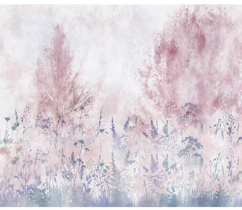 murando - Vlies Fototapete Betonoptik 350x256cm Foto Tapete Wohnzimmer Vliestapete XXL Motivtapeten Bildtapete 3d Effekt Wand Dekoration - Wiese Blumen Gras rosa blau Natur wie gemalt b-A-10293-a-a