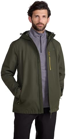 Mountain Warehouse Brisk Extreme Mens Rain Jacket | Breathable & IsoDry Waterproof Coat with Adjustable Cuffs & Hood, Taped Seams & Multi-Pockets for Storage, For Everyday Wear