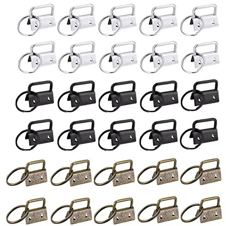 Filz Schlüsselanhänger Rohling, 30 Stücke 20mm Wristlet Hardware, Schlüsselanhänger Rohling Mit SchlüSselring, für Herstellung von DIY Schlüsselbändern (3 Farben)