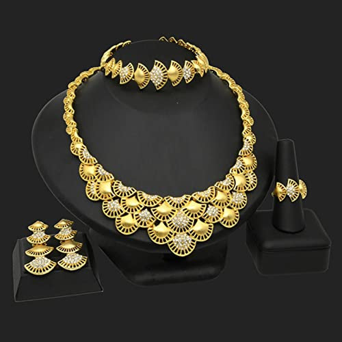 BEDT Indische Schmucksets Goldfarbe Afrikanische Halskette Ohrringe Armband Ring Set Nigerianische Hochzeit Dubai Schmuck Geschenke