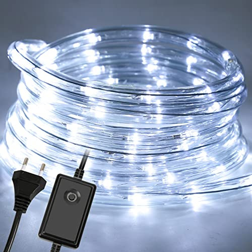 Tubiaz 20M 480 LEDS Lichterschlauch LED Schlauch 8 Modi und Helligkeit Weiß LED Lichterschlauch Wasserfest mit Strombetrieben für Innen Außen Garten Party Hochzeit Deko