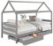 IDIMEX Hausbett CLIA Montessori aus massiver Kiefer, Kinderbett mit Dach, Tipi Bett mit 2 Schubladen in grau