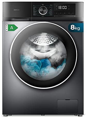 Cecotec Waschmaschine 8 Kg Carga Frontal Bolero Dresscode 8500 Inverter Steel A. 1900 W, 1400 rpm, Motor Inverter Plus, Bajo Consumo, 16 Programas, SteamMax, Delay Start, Stahl