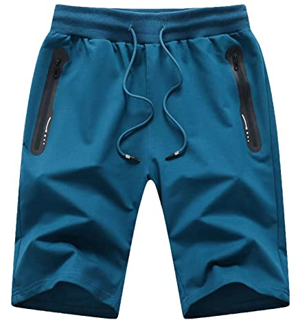 JustSun Sport Shorts Kurze Hosen Herren Baumwolle Mit ReißverschlussTaschen