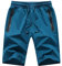 JustSun Kurze Hosen Herren Shorts Sommer Jogginghose Kurz Baumwolle Gym Sweat Sport Fitness Shorts Herren Reißverschluss Taschen Pfauenblau L