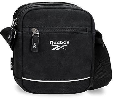 Reebok Cincinnati Umhängetasche Zwei Fächer Schwarz 17x22x7,5 cm Kunstleder