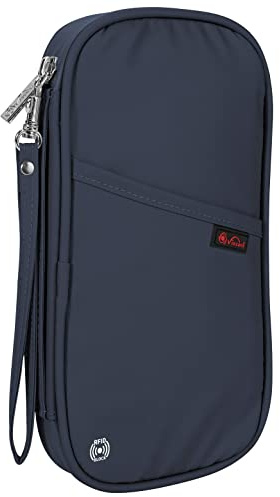 Vinsani Passport Holder Travel Wallet, RFID Blocking Document Organiser | Holiday Essentials, Unisex Waterproof Cover for Tickets, Money, Cards & Everyday Use, Navy Blue