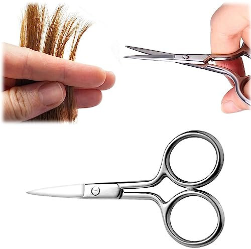Gesichtshaarschere Kleine Schere, Professionelle Kleine Ohr Nase Haar Kleine Runde Ende Schere Edelstahl Gerade Spitze Schere für Augenbrauen, Nase, Gesichts, Bart, Wimpern, Schnurrbart